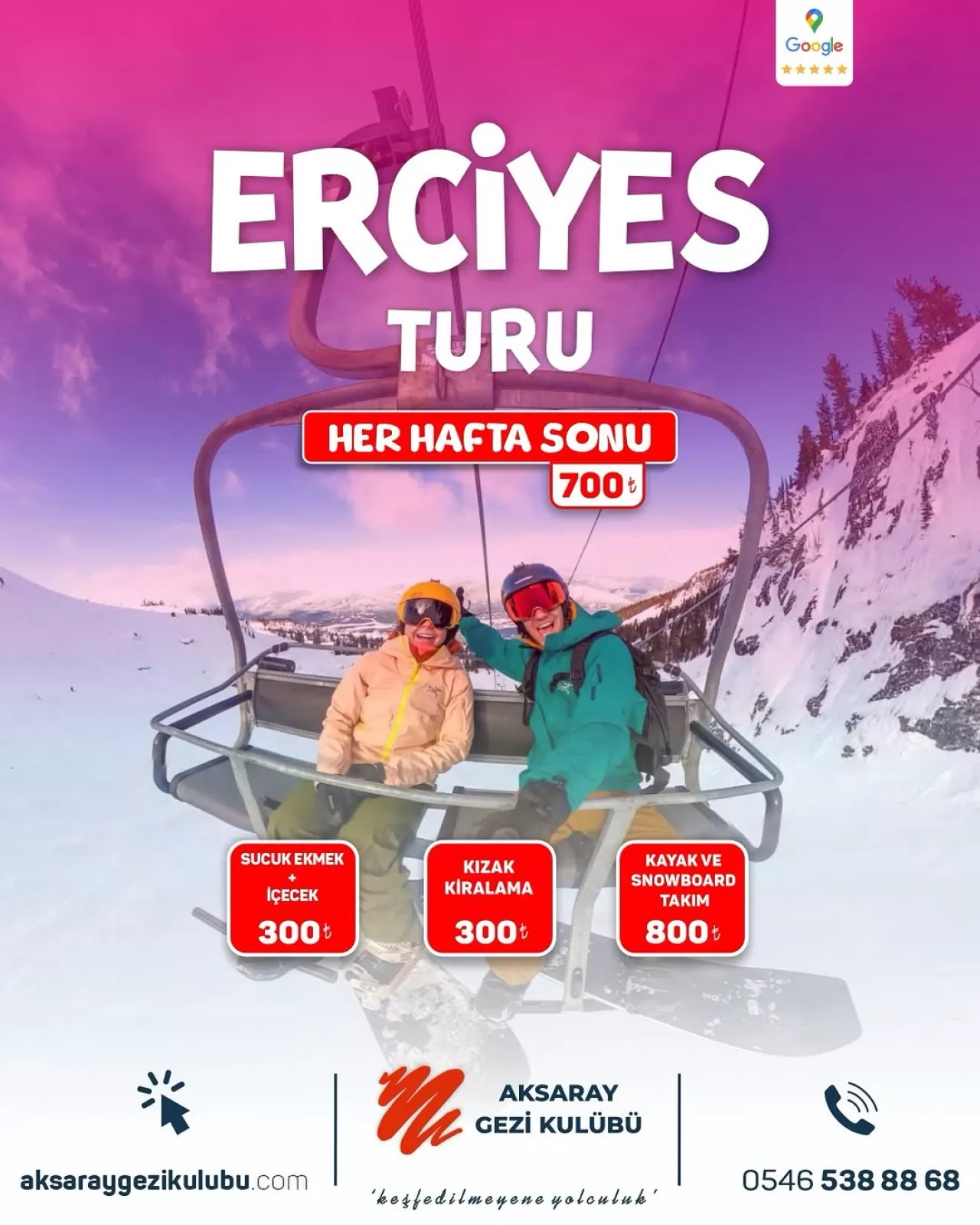 Aksaray Gezi Kulübü'nün Erciyes Kayak Turları Başlıyor
