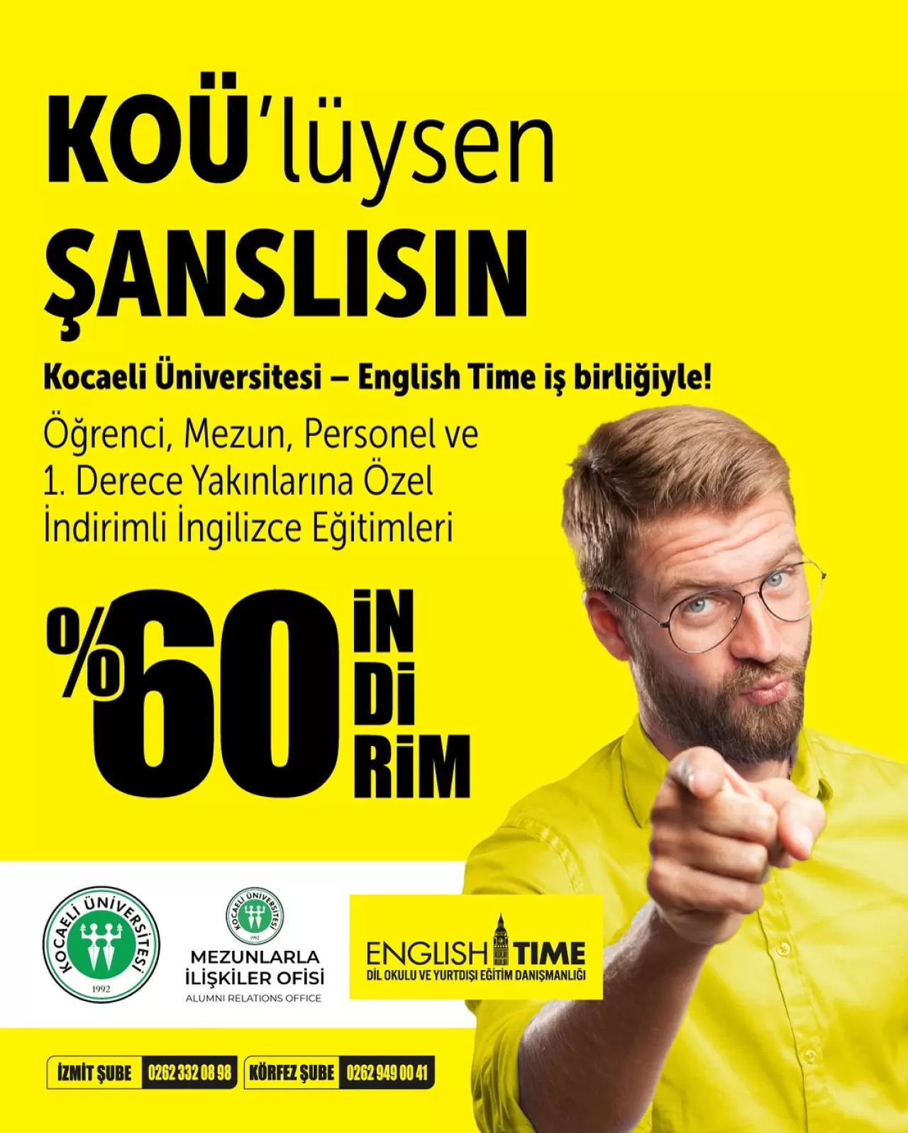 Kocaeli Üniversitesi ve English Time'tan Öğrenci ve Personel için İndirimli İngilizce Eğitimi