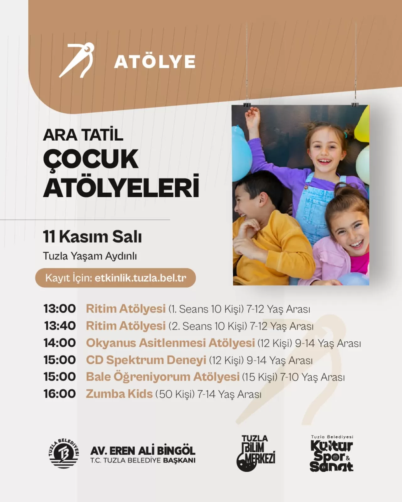 Tuzla'da Ara Tatil Çocuk Atölyeleri Başlıyor