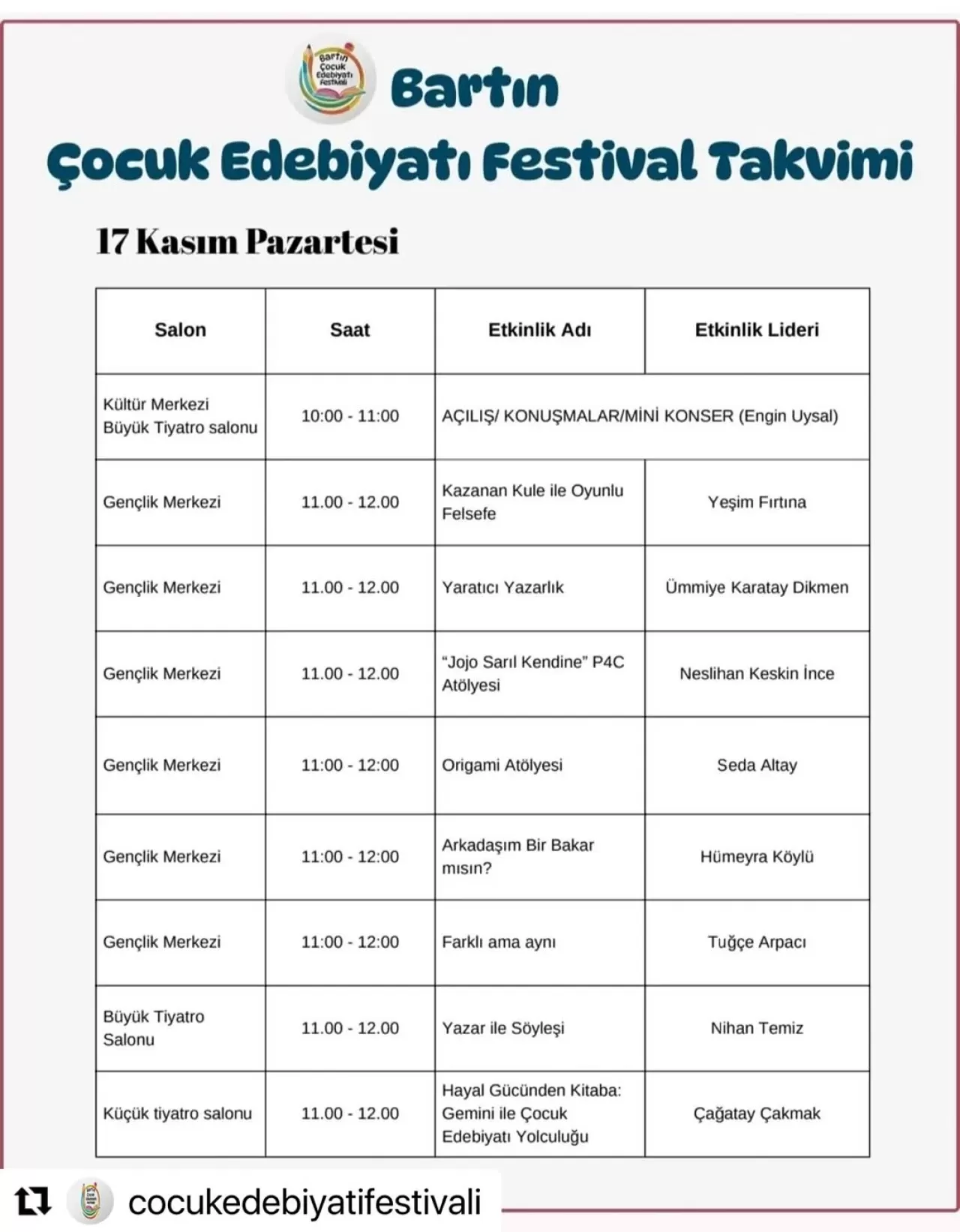 Bartın'da Çocuk Edebiyatı Festivali Düzenlenecek