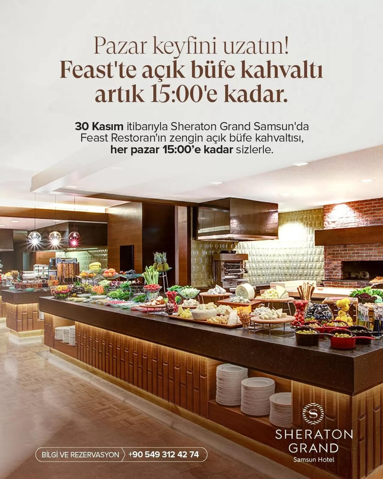 Sheraton Grand Samsun'da Pazar Kahvaltı Saatleri Uzatıldı