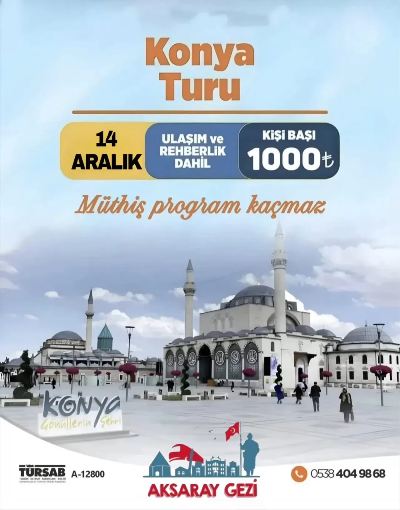 Archelais Travel Agency, 14 Aralık'ta Konya Turu Düzenliyor