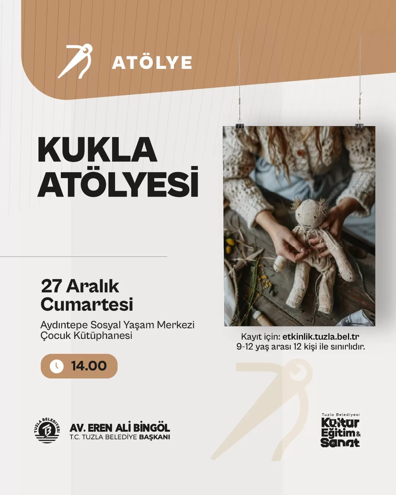 Tuzla'da Çocuklar İçin Kukla Atölyesi Düzenlenecek