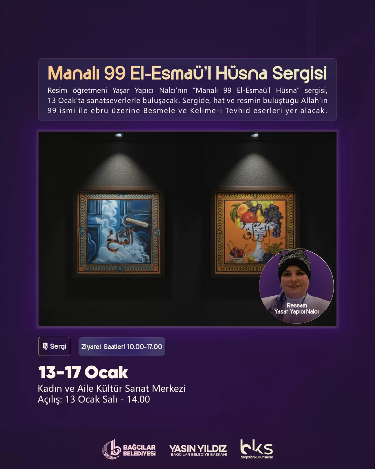 Bağcılar'da İslam Sanatının Zarafeti: Manalı 99 El-Esmaü’l Hüsna Sergisi Açılıyor