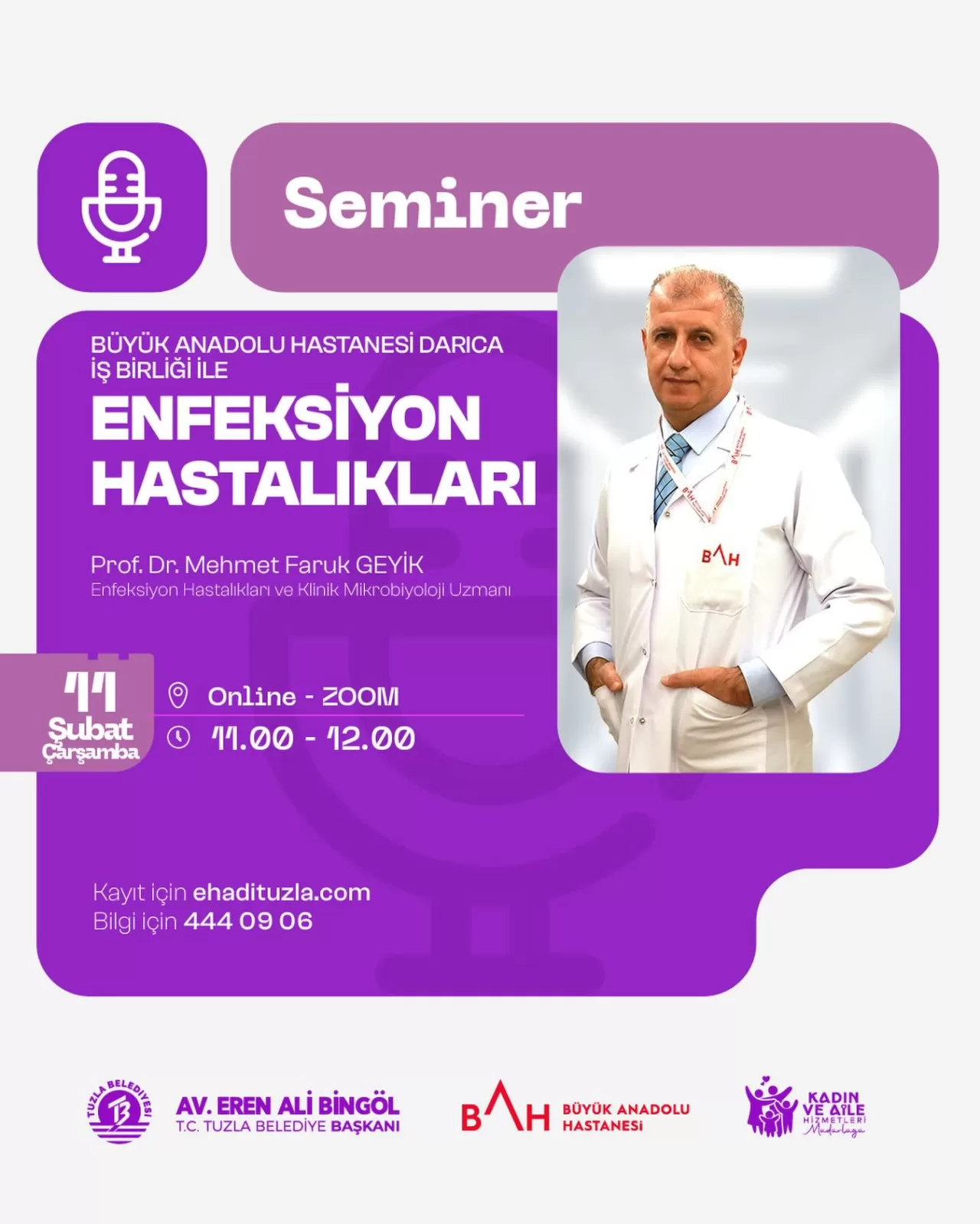 Darıca Hastanesi ve Tuzla Kültür Sanat'tan Önemli Seminer: Enfeksiyon Hastalıkları Masaya Yatırılıyor