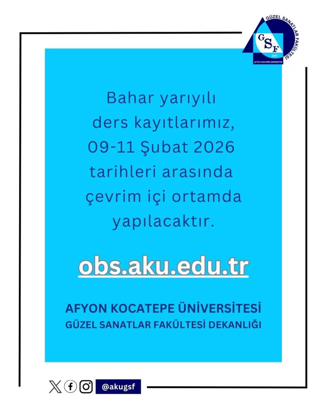 AKÜ Güzel Sanatlar Fakültesi'nde 2025 Bahar Dönemi Kayıtları Başlıyor
