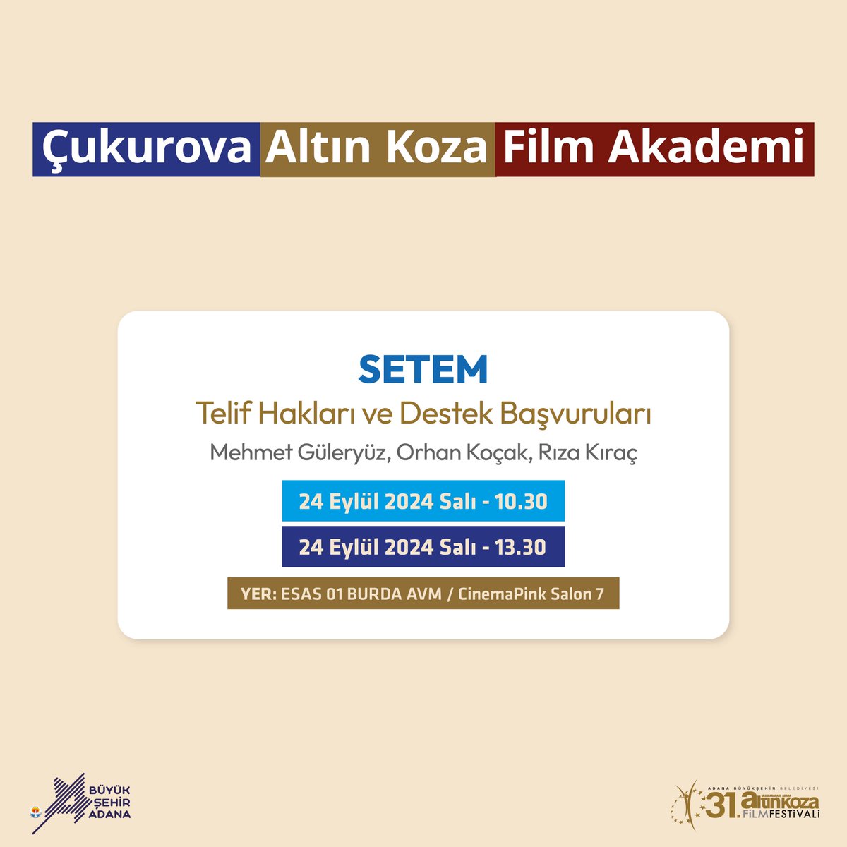 Çukurova Altın Koza Film Akademisi Etkinlikleri Başlıyor