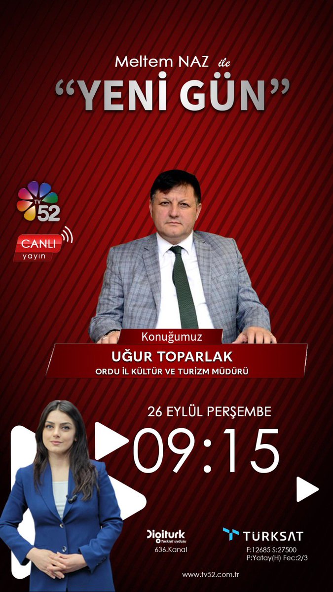 Müdür Uğur Toparlak TV 52 Kanalında Konuk Olacak