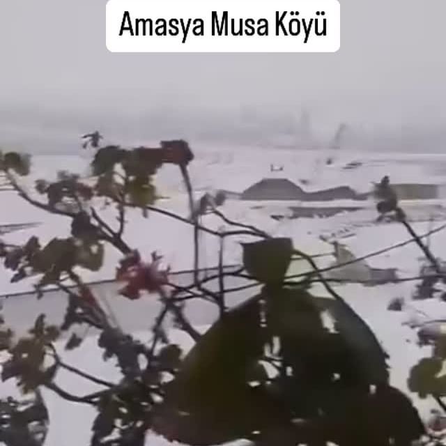 Amasya'nın Musa Köyü Kar Yağışıyla Beyaza Büründü