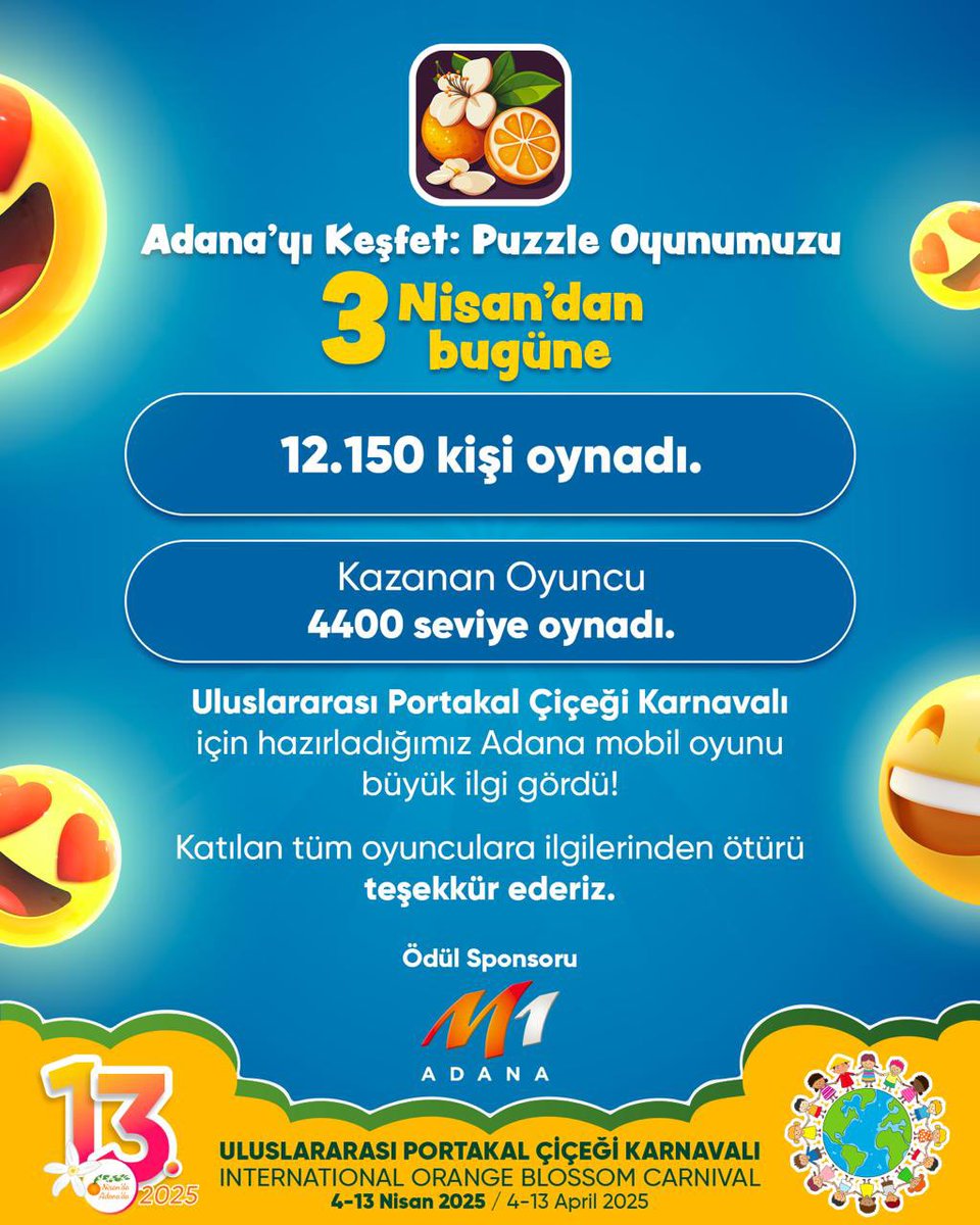 Adana’da Uluslararası Portakal Çiçeği Karnavalı ile Puzzle Oyunu Büyük İlgi Kazandı