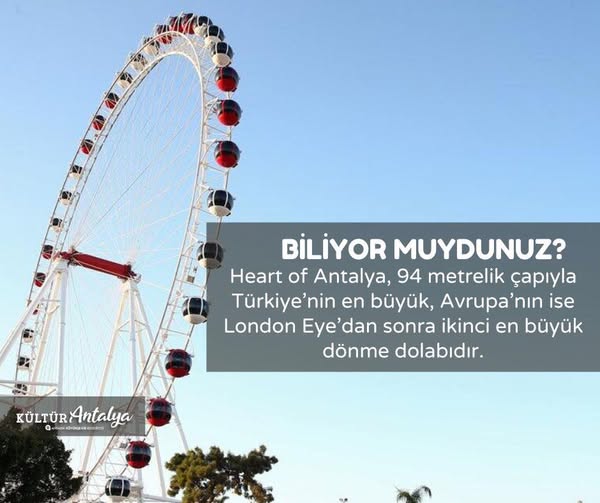 Antalya'nın Sembolü Heart of Antalya Dönme Dolabı, Konyaaltı'nda Işıltısıyla Dikkat Çekiyor