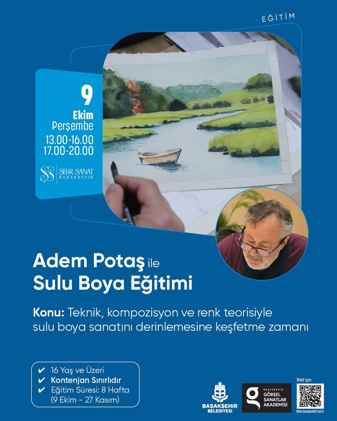 Başakşehir'de Adem Potaş Eşliğinde Suluboya Eğitimleri Başlıyor