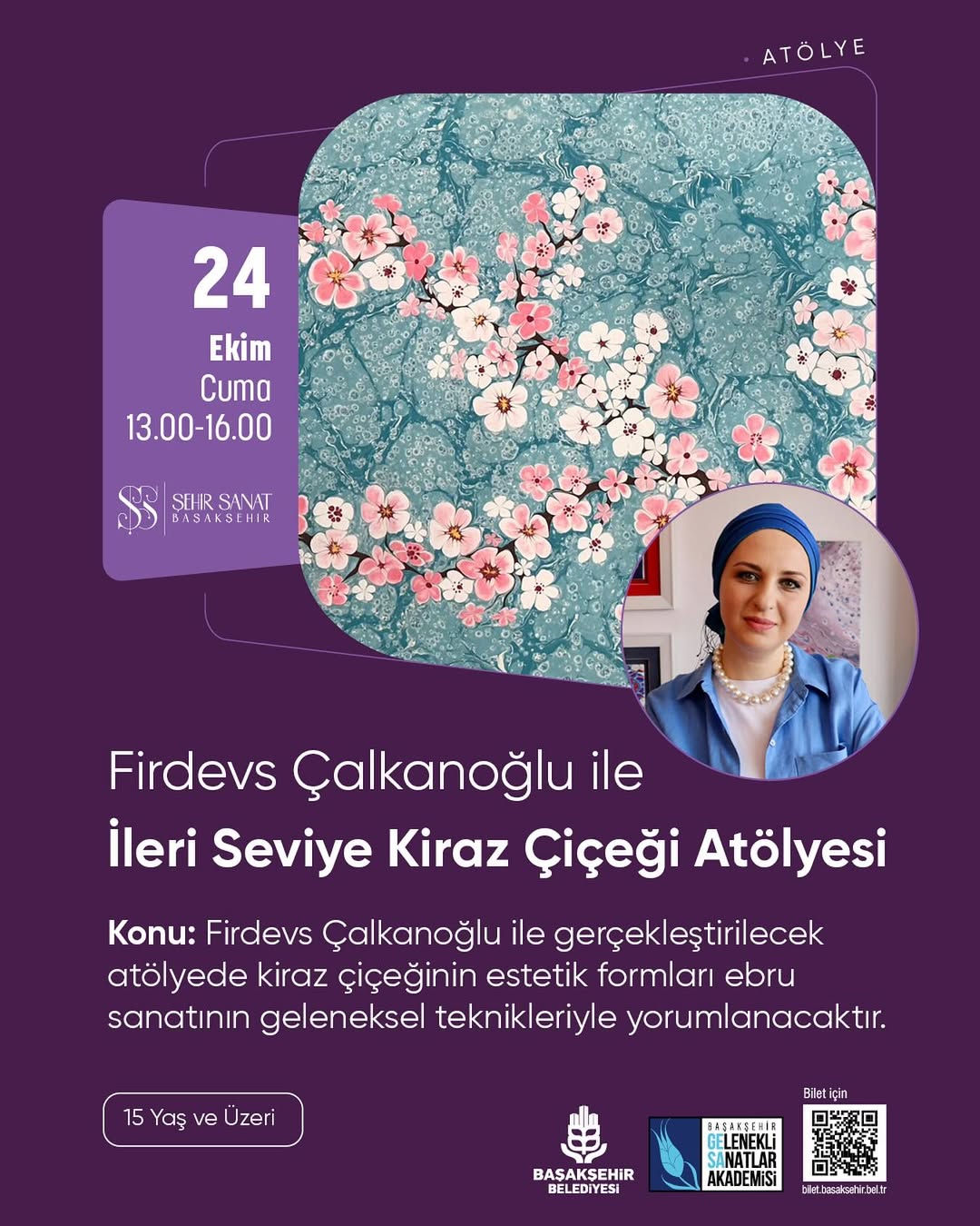Başakşehir'de İleri Seviye Ebru Atölyesi: Kiraz Çiçekleri Sanatla Buluşuyor