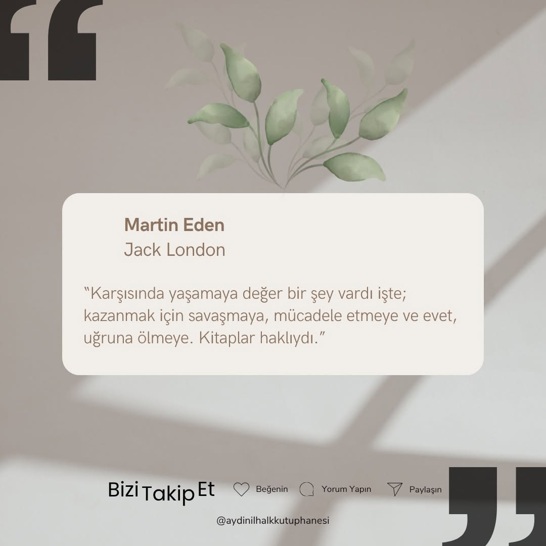 Jack London'ın Martin Eden Romanı, Aydın İl Halk Kütüphanesi'nde Okuyucuyla Buluşuyor