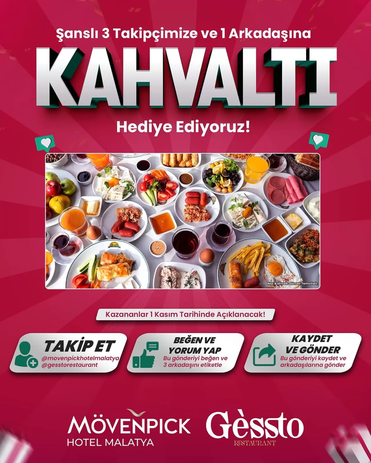 Mövenpick Hotel Malatya, Sosyal Medya Üzerinden Kahvaltı Hediye Ediyor