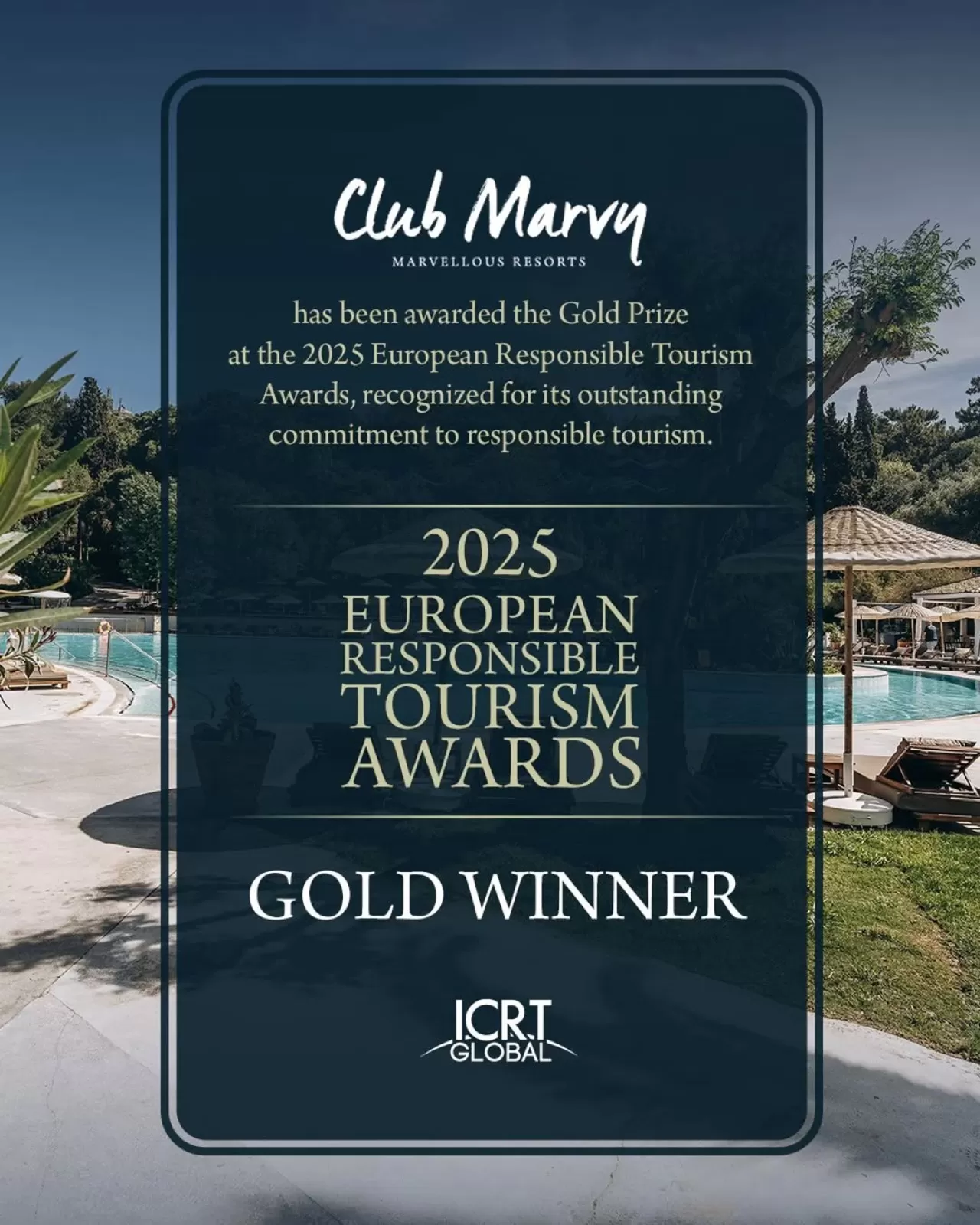 İzmir Club Marvy, Avrupa Sorumlu Turizm Ödülleri'nde Altın Ödülün Sahibi Oldu