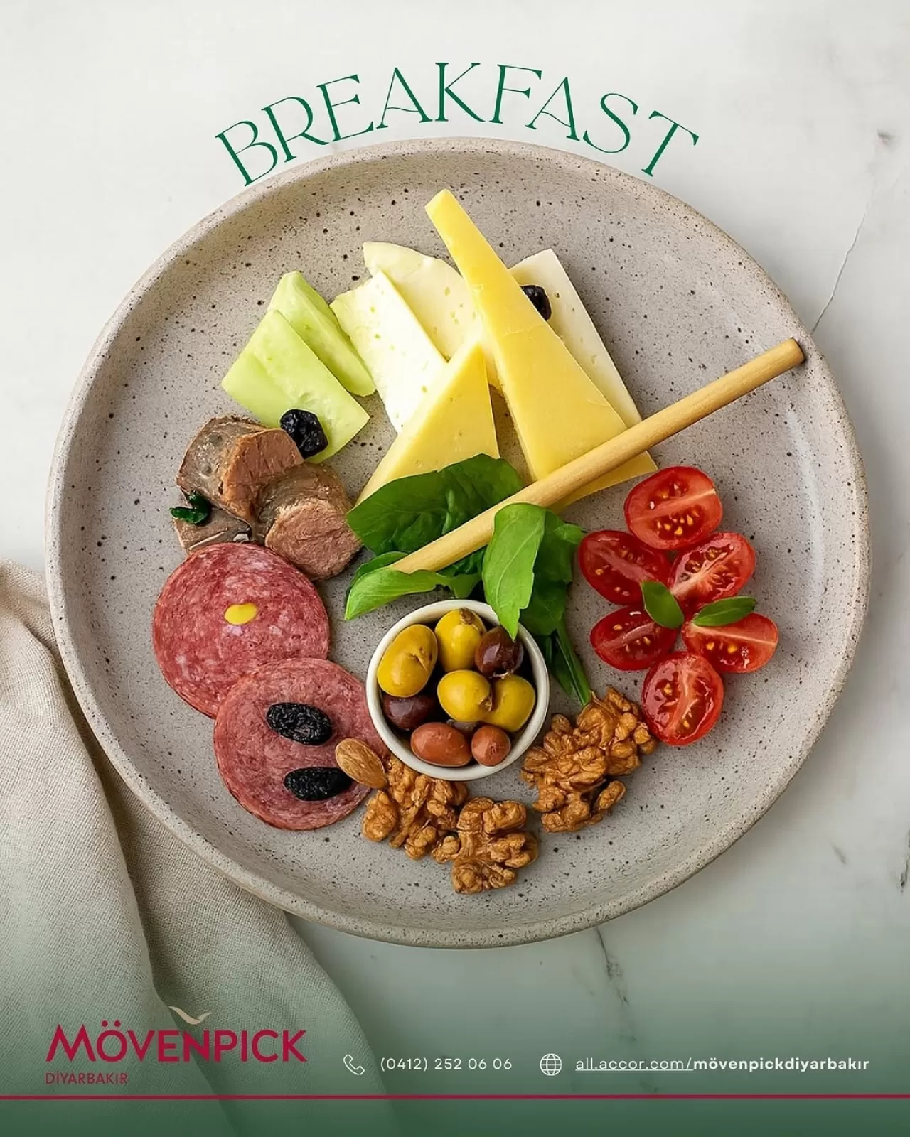 Mövenpick Diyarbakır'da Zengin Açık Büfe Kahvaltı Hizmeti