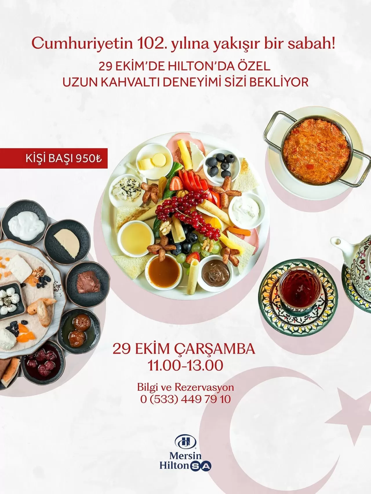 Mersin HiltonSA'da 29 Ekim Cumhuriyet Bayramı'na Özel Kahvaltı