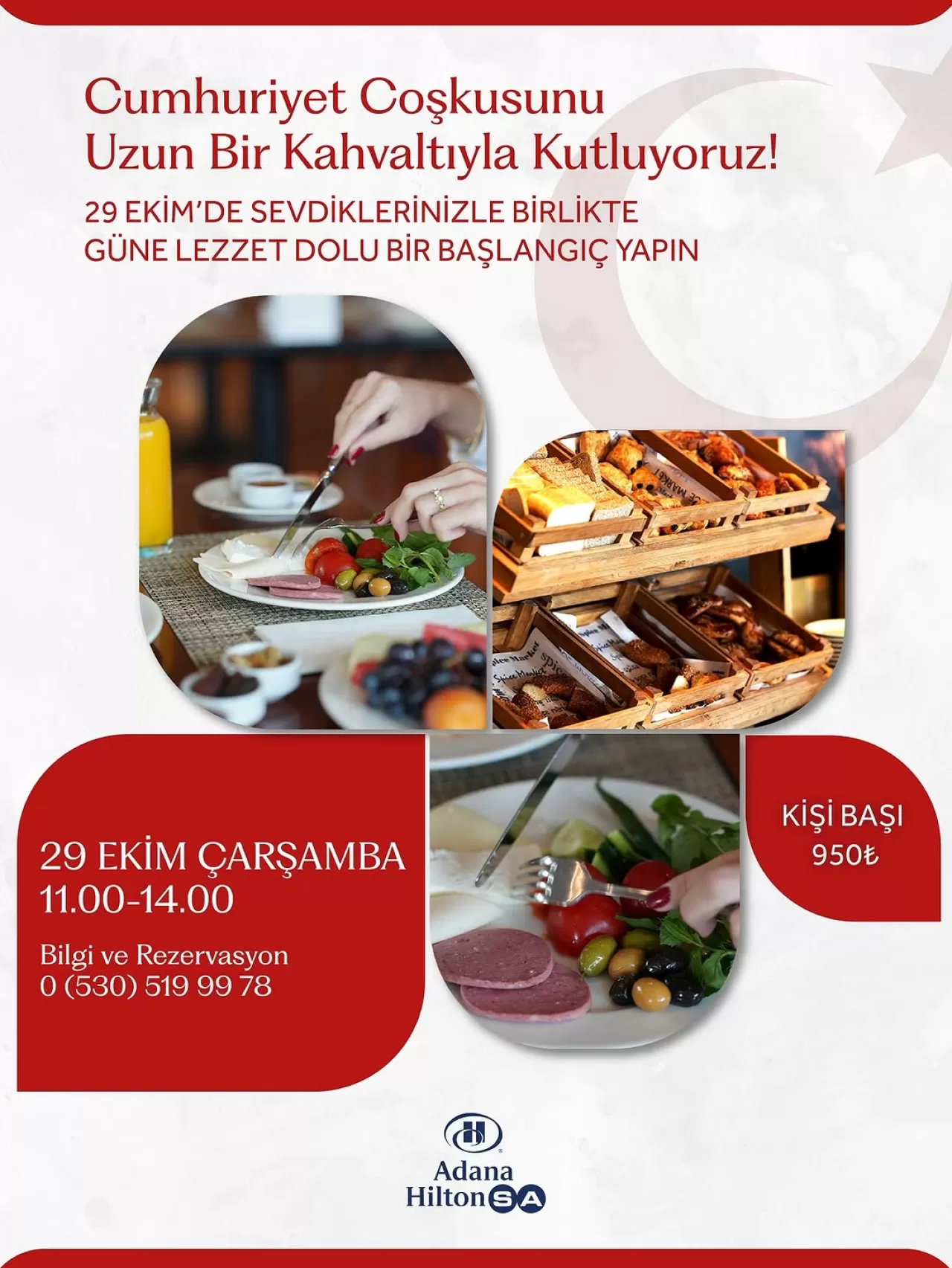 Adana HiltonSA'da 29 Ekim Cumhuriyet Bayramı'na Özel Kahvaltı