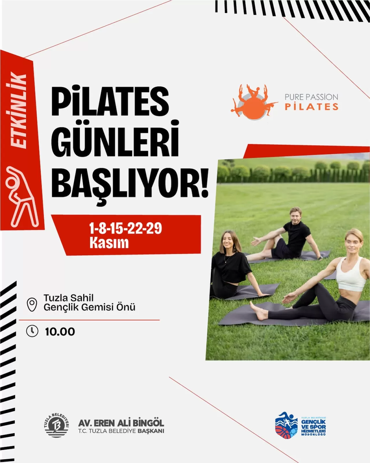 Tuzla'da Açık Havada Ücretsiz Pilates Etkinlikleri Başlıyor